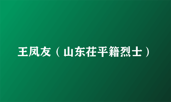 王凤友（山东茌平籍烈士）