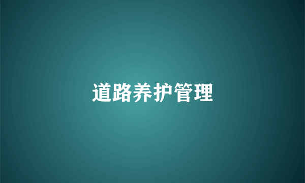 道路养护管理