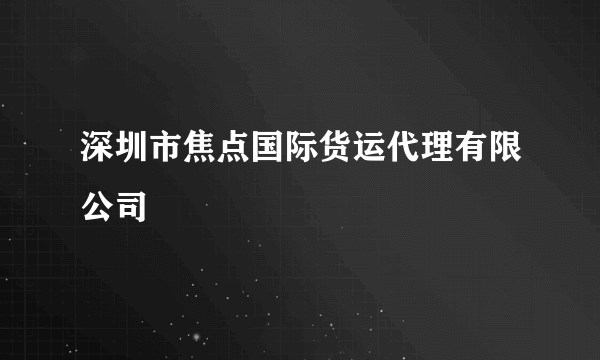 深圳市焦点国际货运代理有限公司