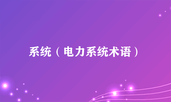 系统（电力系统术语）