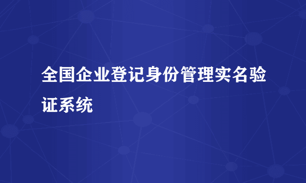 全国企业登记身份管理实名验证系统
