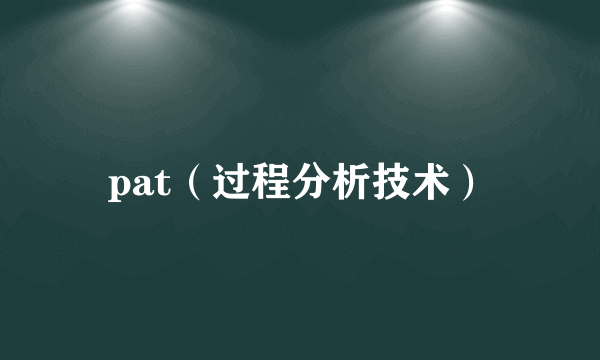 pat（过程分析技术）