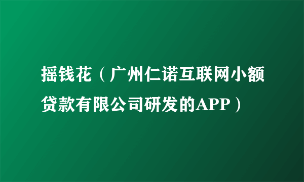 摇钱花（广州仁诺互联网小额贷款有限公司研发的APP）