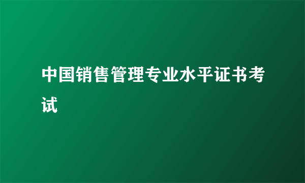 中国销售管理专业水平证书考试