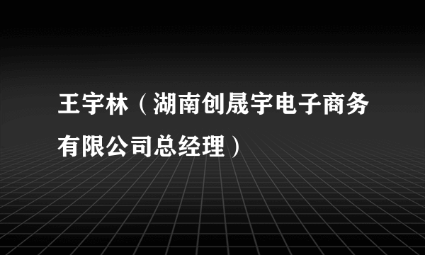 王宇林（湖南创晟宇电子商务有限公司总经理）