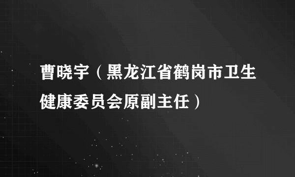 曹晓宇（黑龙江省鹤岗市卫生健康委员会原副主任）