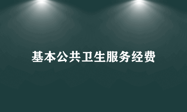 基本公共卫生服务经费