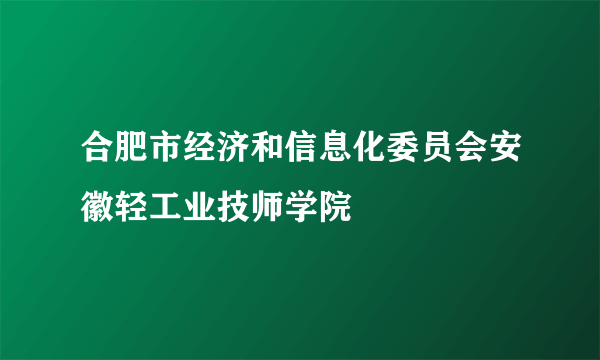 合肥市经济和信息化委员会安徽轻工业技师学院
