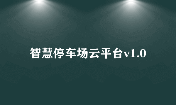 智慧停车场云平台v1.0