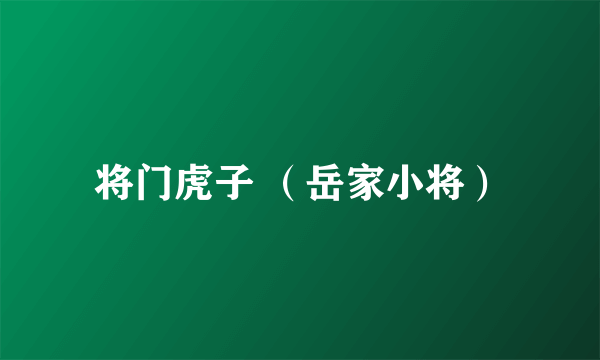 将门虎子 （岳家小将）