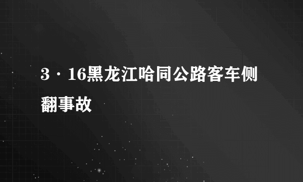 3·16黑龙江哈同公路客车侧翻事故