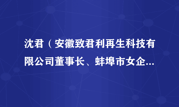 沈君（安徽致君利再生科技有限公司董事长、蚌埠市女企业家商会会长、全联女企业家商会副会长）