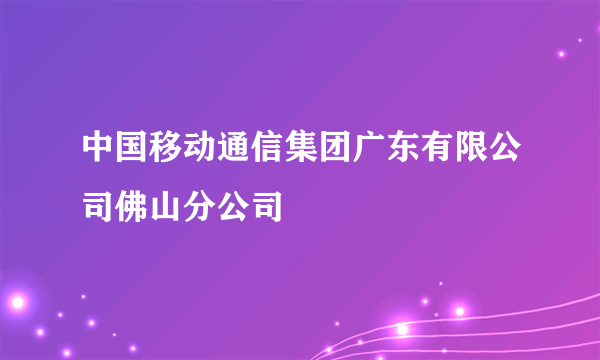 中国移动通信集团广东有限公司佛山分公司