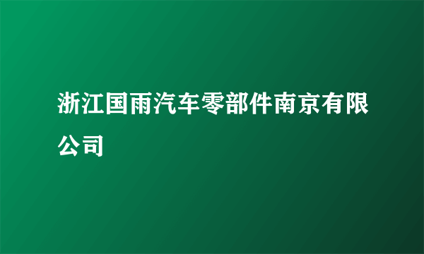浙江国雨汽车零部件南京有限公司
