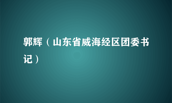 郭辉（山东省威海经区团委书记）