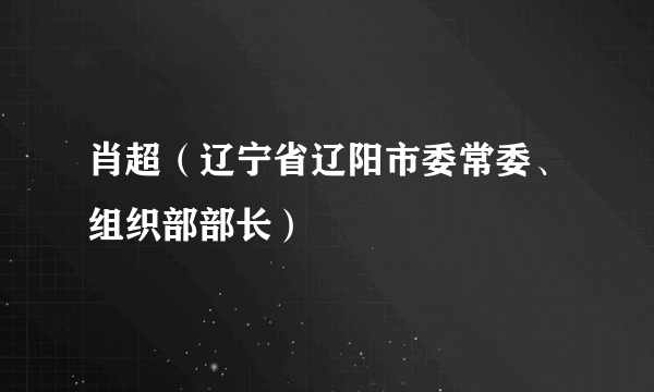 肖超（辽宁省辽阳市委常委、组织部部长）