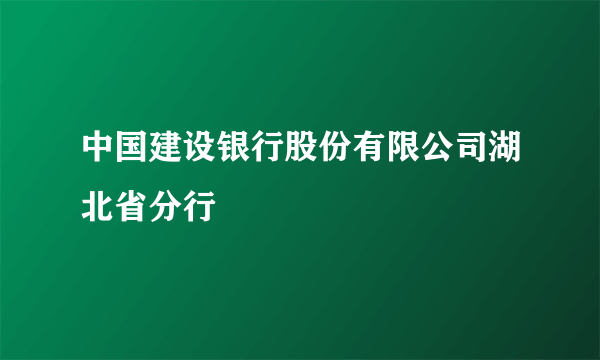中国建设银行股份有限公司湖北省分行