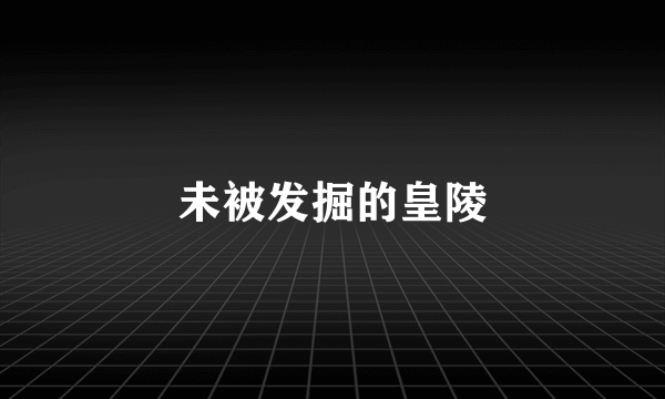未被发掘的皇陵