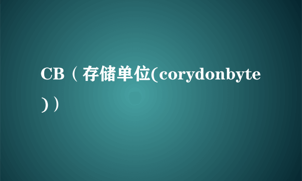CB（存储单位(corydonbyte)）