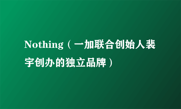 Nothing（一加联合创始人裴宇创办的独立品牌）