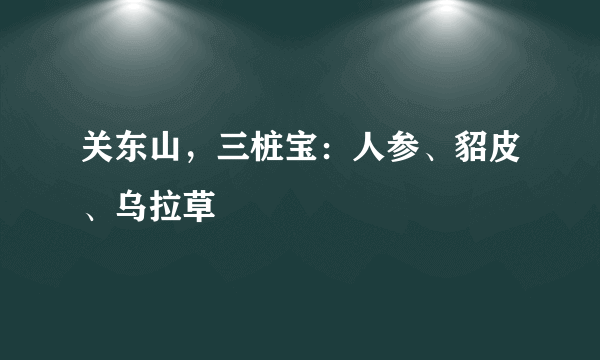 关东山，三桩宝：人参、貂皮、乌拉草