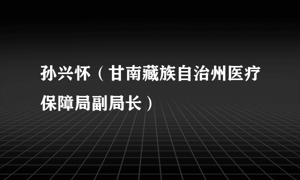 孙兴怀（甘南藏族自治州医疗保障局副局长）