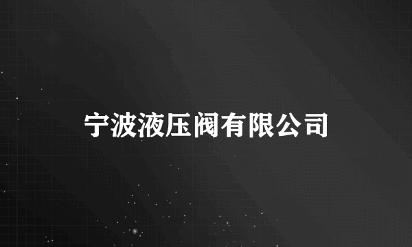宁波液压阀有限公司