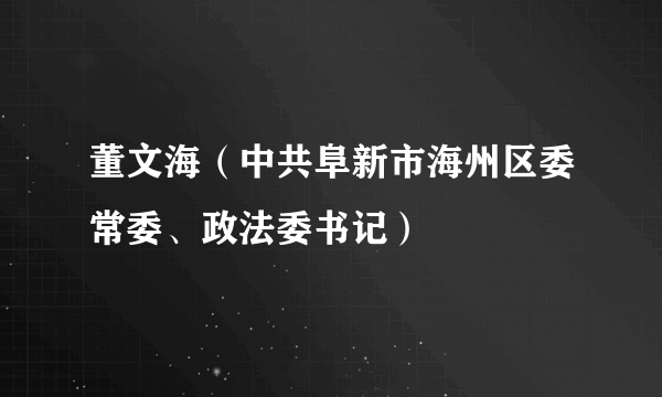 董文海（中共阜新市海州区委常委、政法委书记）