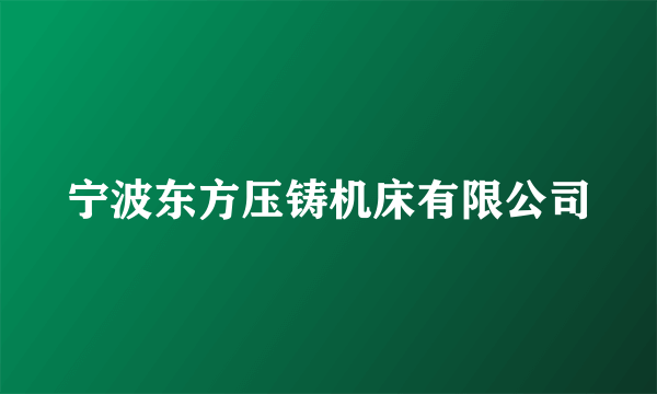 宁波东方压铸机床有限公司