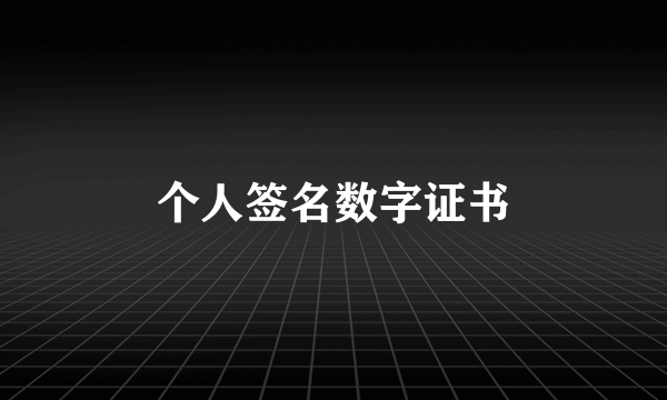 个人签名数字证书