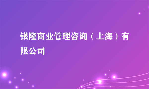 银隆商业管理咨询（上海）有限公司