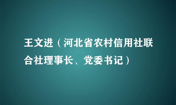 王文进（河北省农村信用社联合社理事长、党委书记）