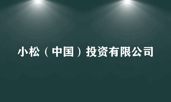 小松（中国）投资有限公司