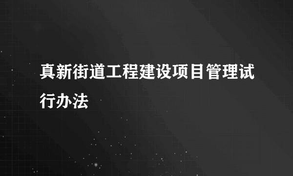 真新街道工程建设项目管理试行办法