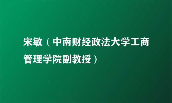 宋敏（中南财经政法大学工商管理学院副教授）
