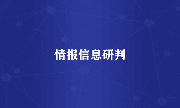 情报信息研判