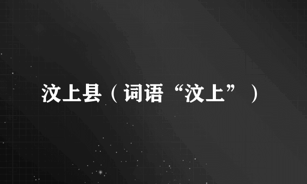 汶上县（词语“汶上”）