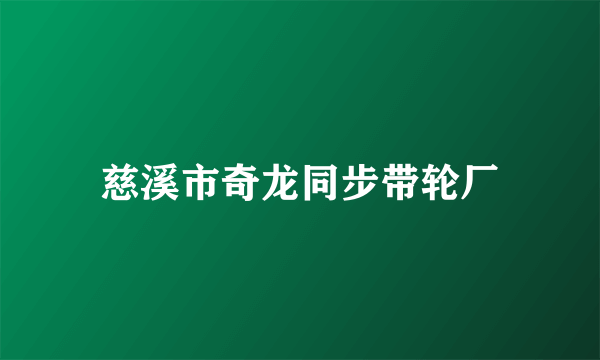 慈溪市奇龙同步带轮厂