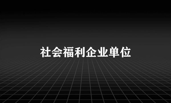 社会福利企业单位