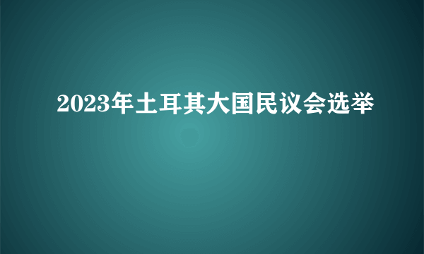 2023年土耳其大国民议会选举