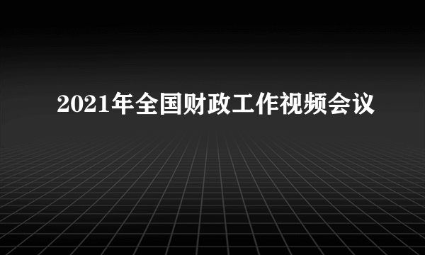 2021年全国财政工作视频会议