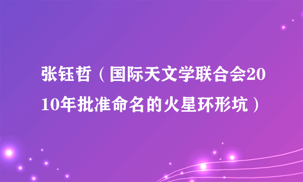 张钰哲（国际天文学联合会2010年批准命名的火星环形坑）
