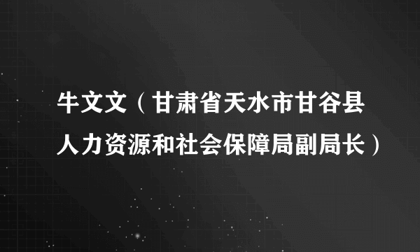 牛文文（甘肃省天水市甘谷县人力资源和社会保障局副局长）
