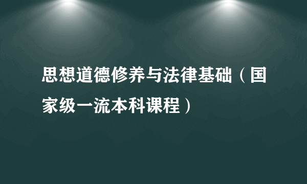 思想道德修养与法律基础（国家级一流本科课程）