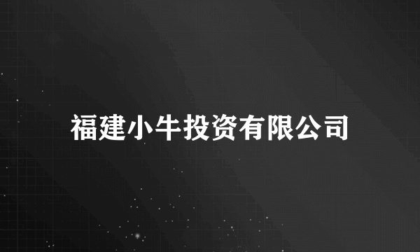 福建小牛投资有限公司