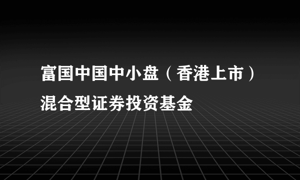 富国中国中小盘（香港上市）混合型证券投资基金