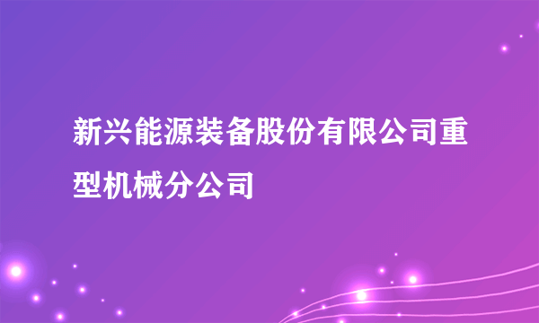 新兴能源装备股份有限公司重型机械分公司