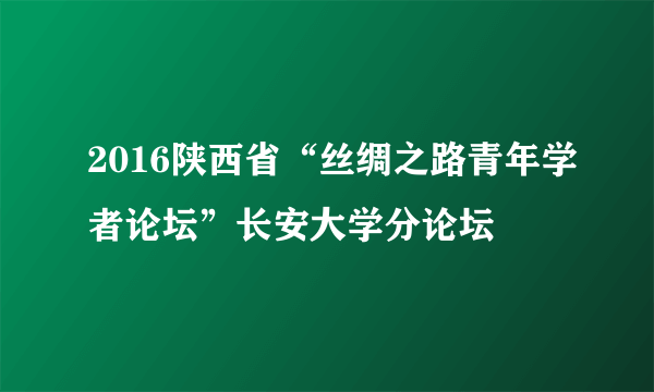2016陕西省“丝绸之路青年学者论坛”长安大学分论坛
