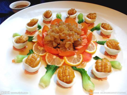 莲子菊花蒸鲍鱼