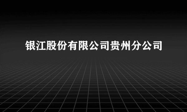 银江股份有限公司贵州分公司